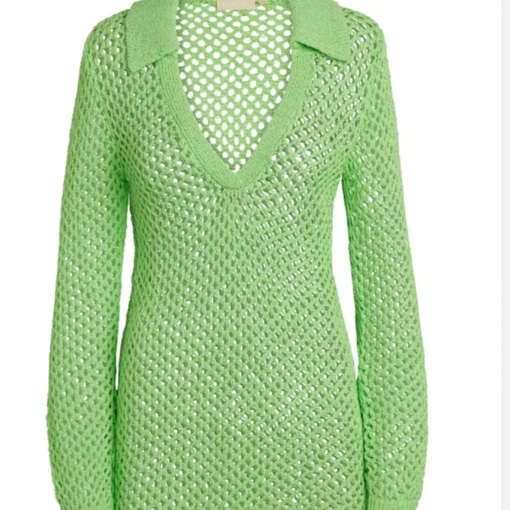 Monday Swimwear Newport Dress in Honeydew Crochet Size S